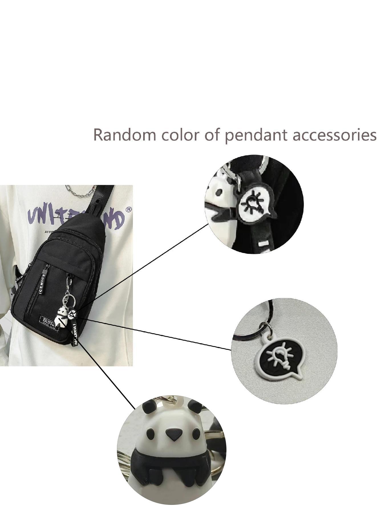 Casual Fashion Zipper Fanny Pack with Animal Pendant, Matching Chest Bag for Women & Men, Versatile Sling Bag for Daily Used, Lightweight Crossbody Bag