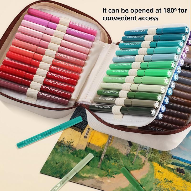 Acrylic Paint Marker Set, 24/36/48/60/84 Colors Non-toxic Acrylic Pens with Portable Storage Bag, Art Supplies for Home School Students, Art Drawing Supplies