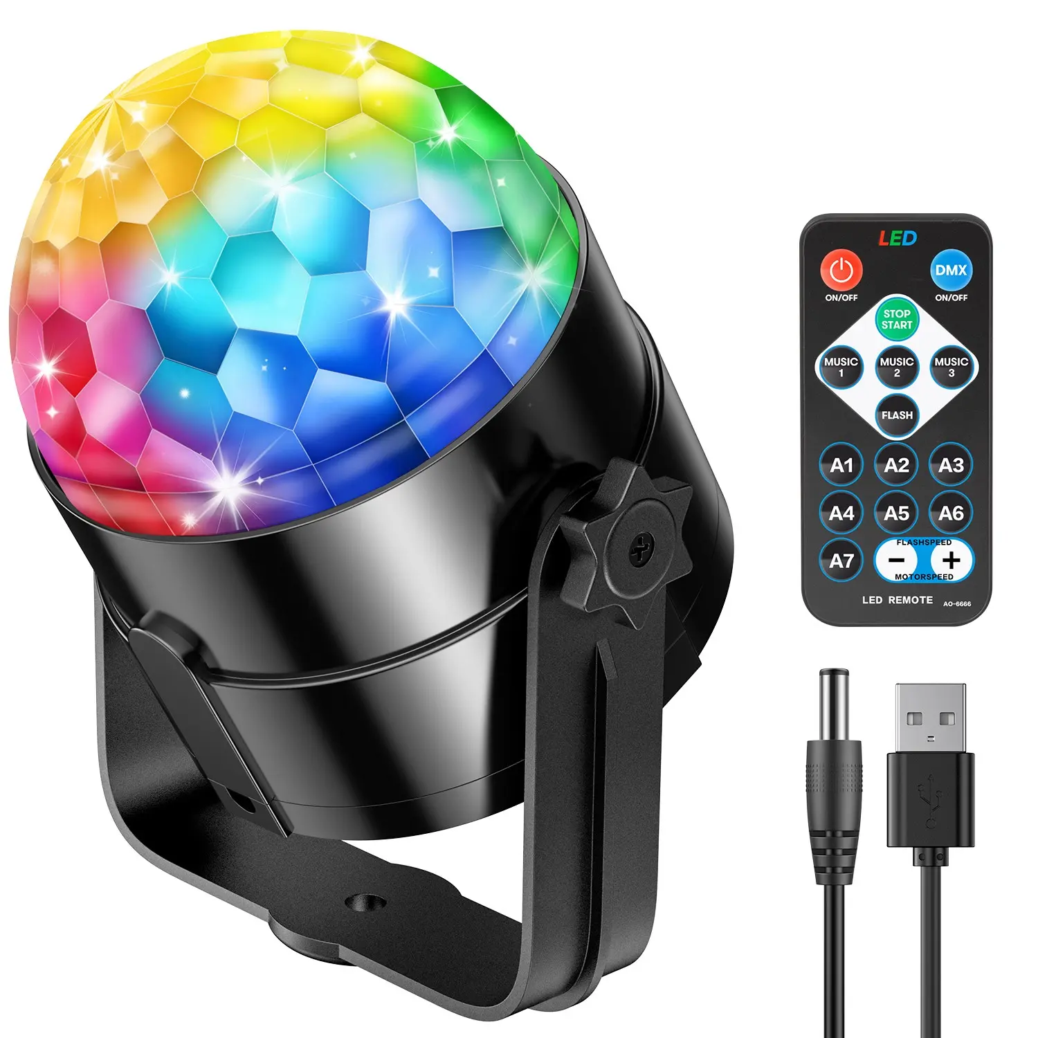 Disco Ball Riyo 360° Rotating Sound-Activated Disco Light, Remote Control Party Light, Indoor Disco Lamp, Birthday Karaoke Decor, Home Decoration