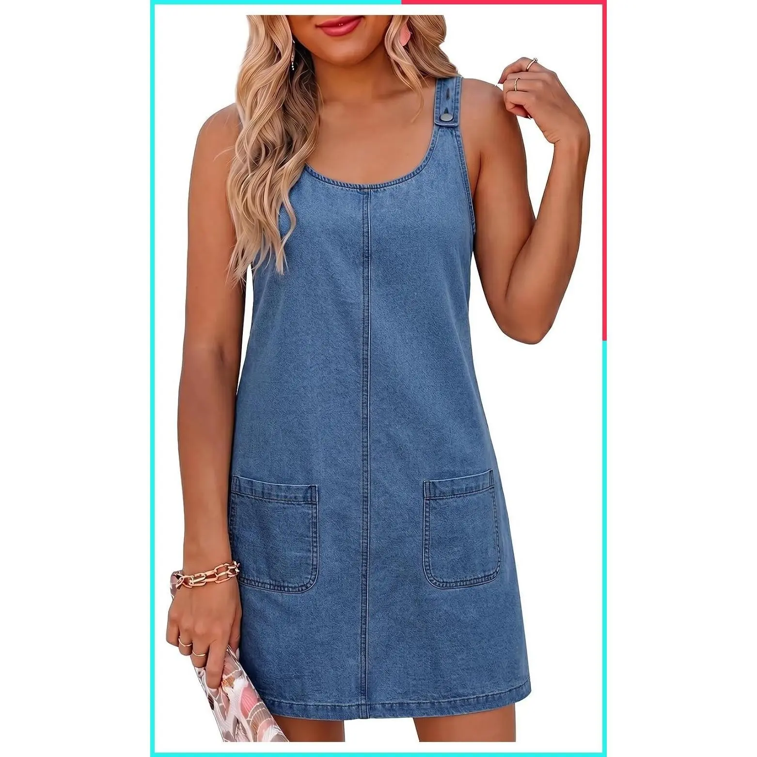 Womens Casual Sleeveless Babydoll Denim Overall Dress Jumpsuit Romper Plus Size Cotton Cowgirl 90s Country Concert Western Outfit Short Mini Summer Fall