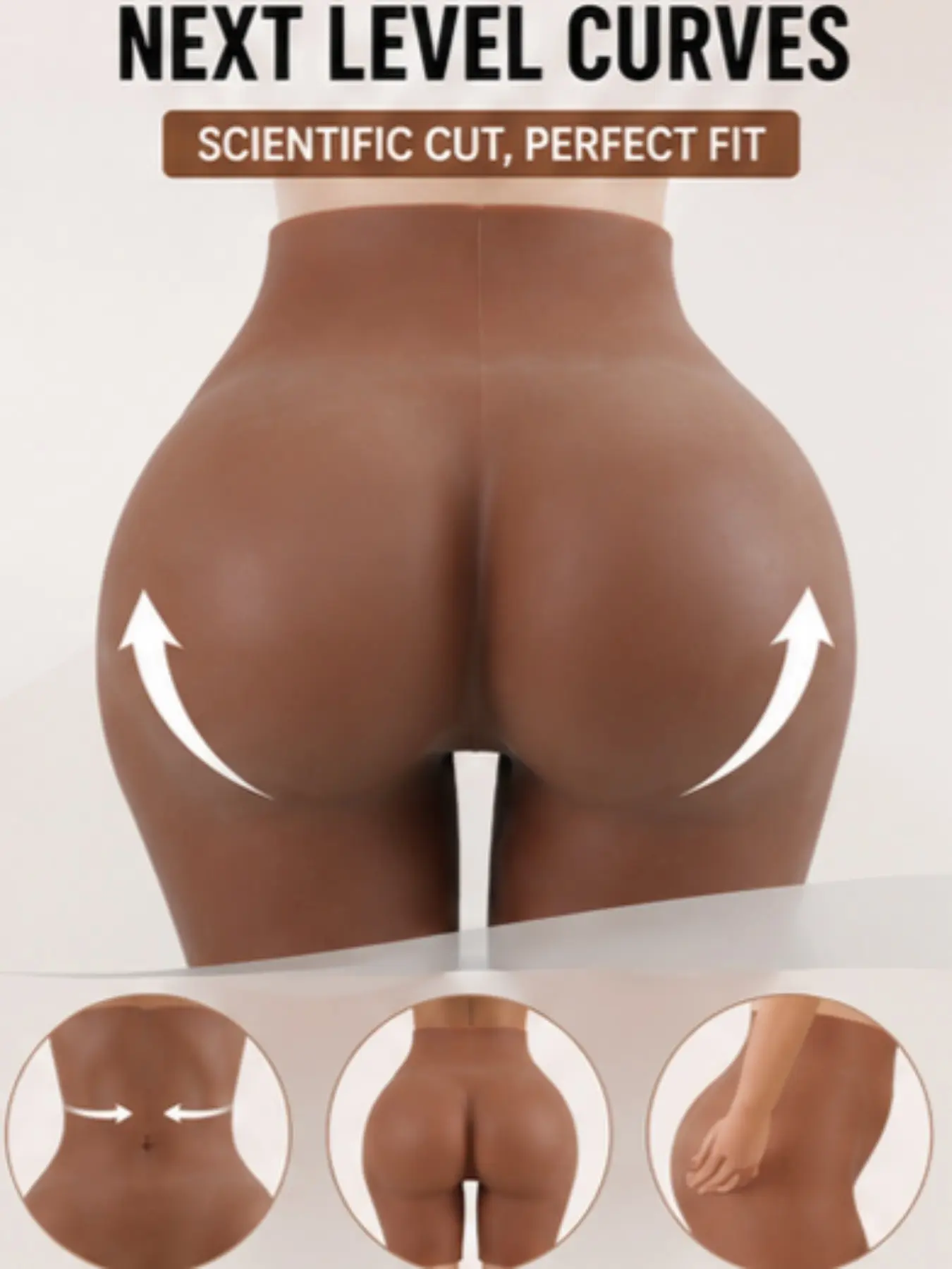 European and American Silicone Butt Lifter Shorts, Thickened Fake Buttocks Open Crotch, Comfortable Temperature Regulation, Unisex Invisible Innerwear