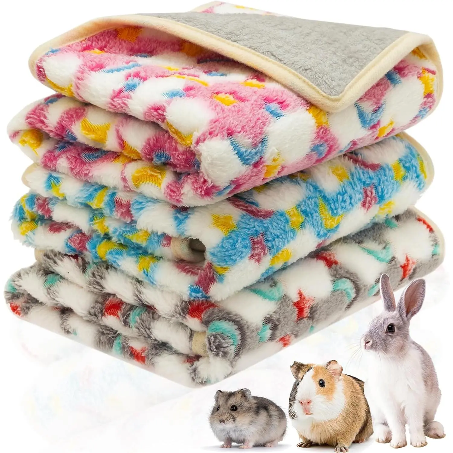 Guinea Pig Bedding Mat 3 Pack - Waterproof Small Pet Cage Liners, Washable Soft Fleece Blanket for Rat Rabbit Chinchilla Ferret, Reusable Animal Cage Accessories (13.7x13.7in)Gift