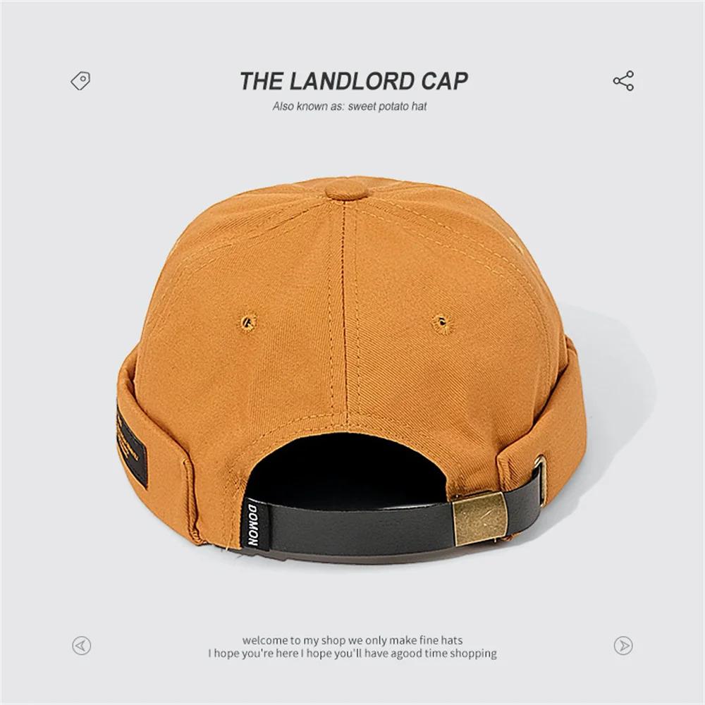 Retro Letter Label Brimless Caps Unisex Solid Color Beanie Men Women Summer Street Adjustable Docker Hats Melon Cap Hip Hop Cap