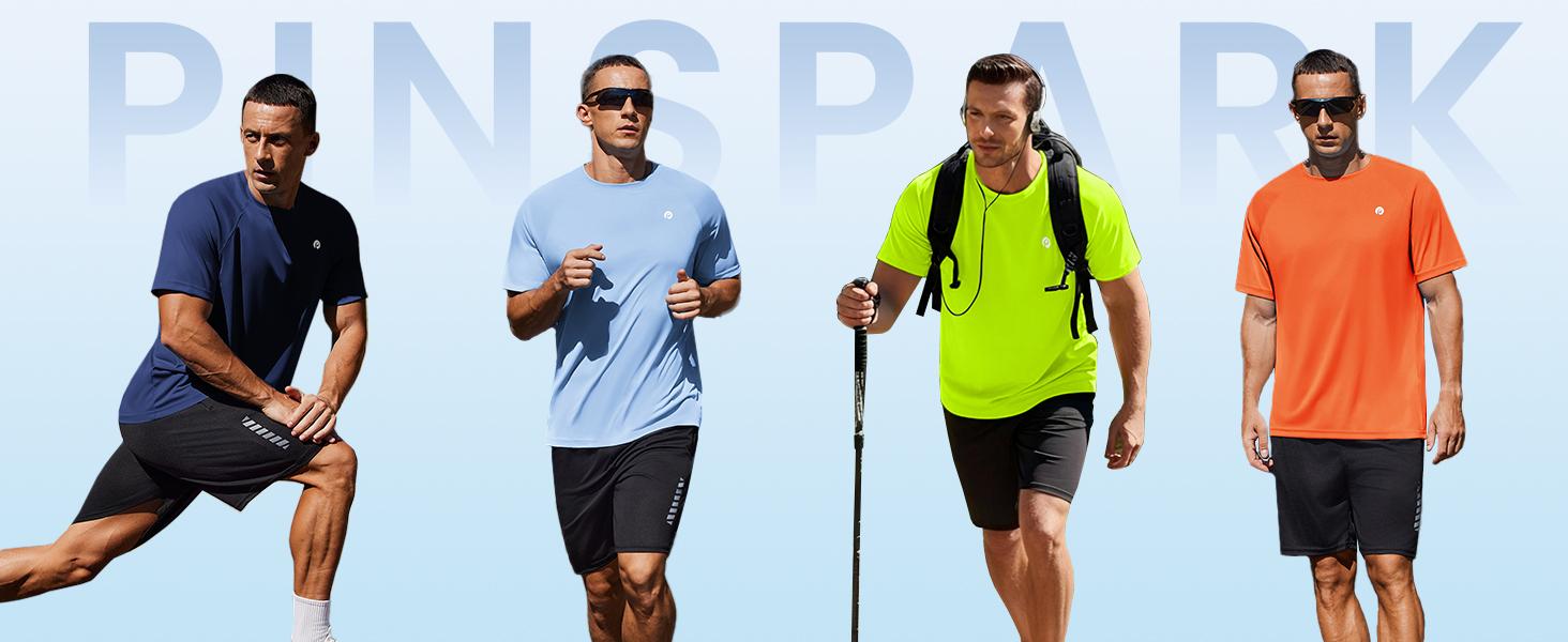 Workout Shirts for Men UPF 50+ Quick Dry Athletic Gym Tee Shirts Mens Short Sleeve Running Cooling Swimming T-Shirt