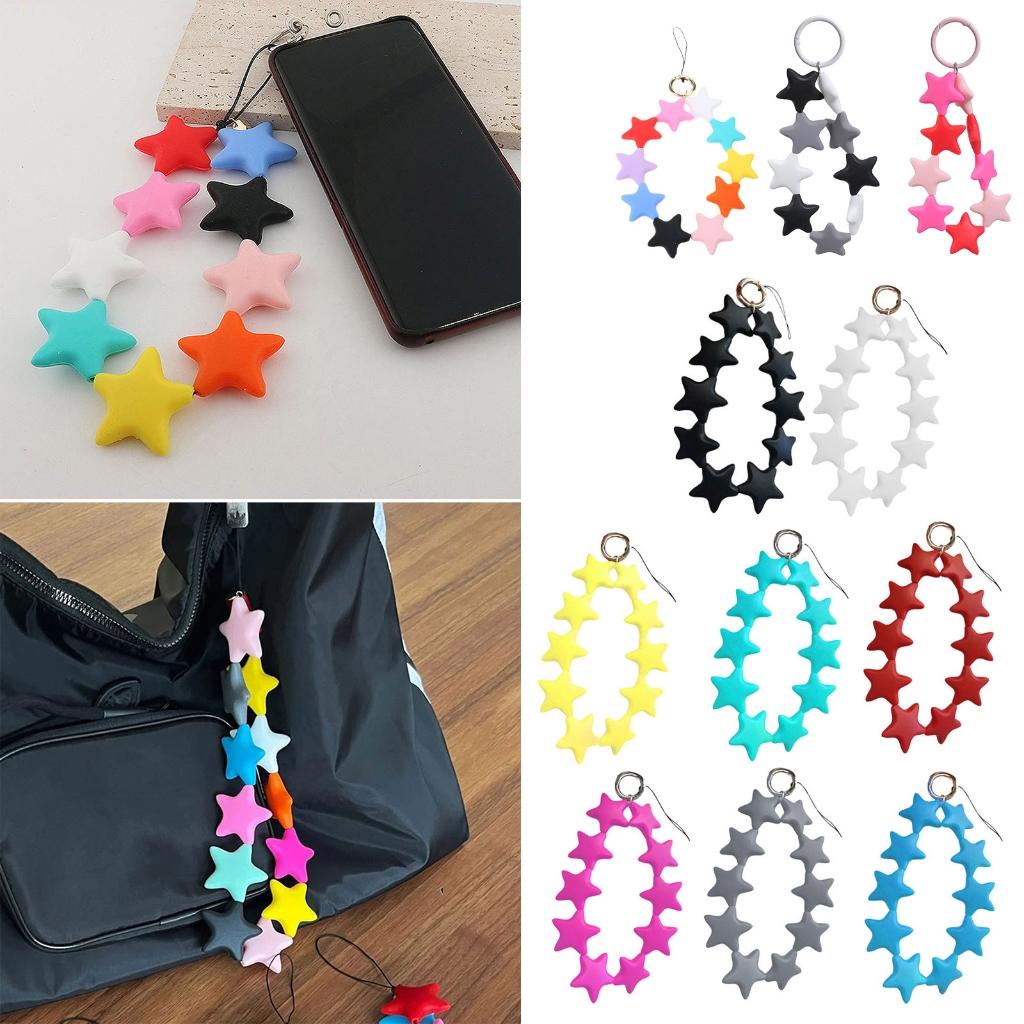 Stylish Beaded Phone Chain Colorful Silicone Star Charm for Room Decoration Stylish Beaded Phone Chain Colorful Silicone Star Charm for Room Decoration