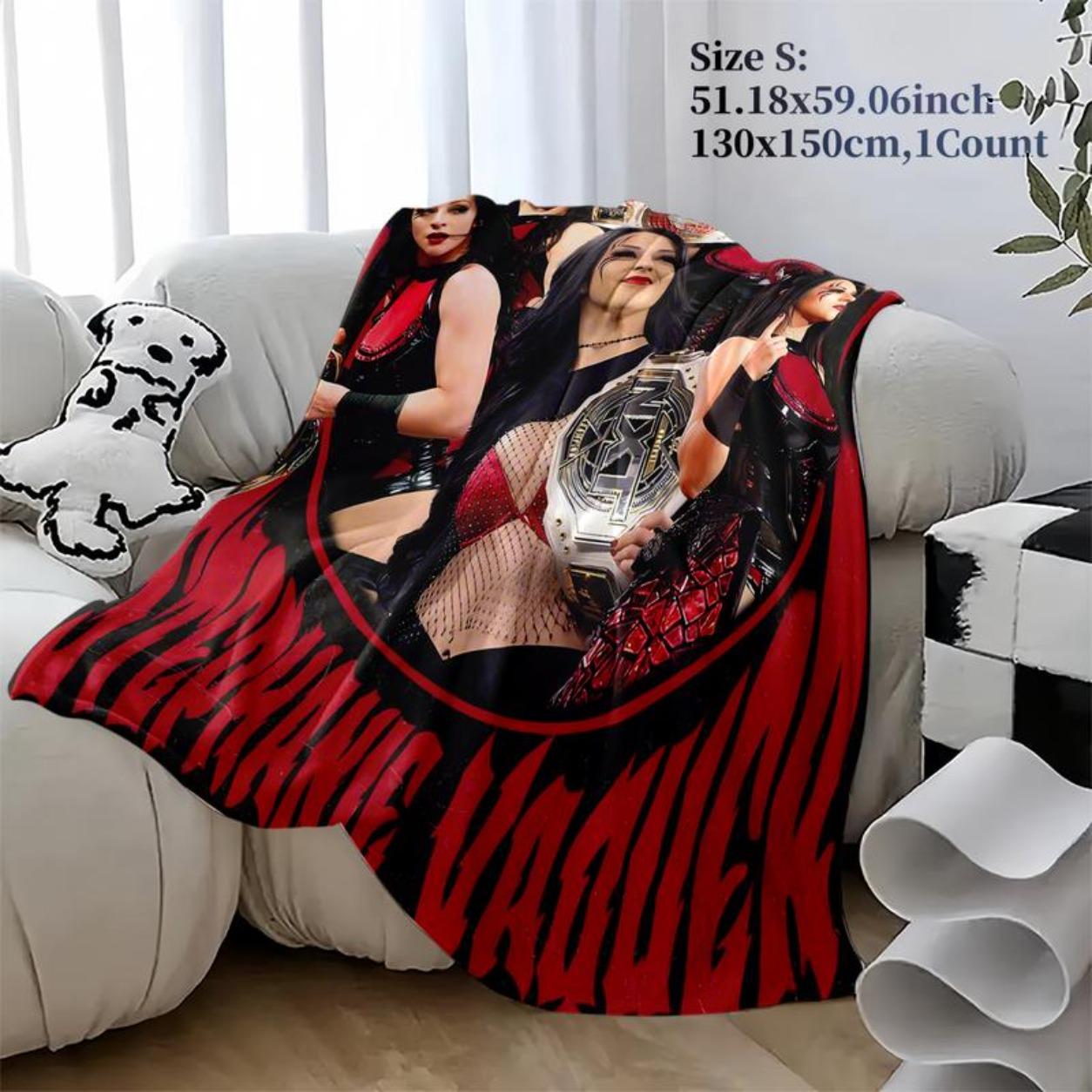 W-WWE, Wrester Star,Stephanie Vaquer La Princesa Wrestling Theme Flannel Blanket, Soft Warm Multi-Scene Use, Christmas Gift For Wrestling Fans,Christmas Gift,New Year Gift, Gift For Kids