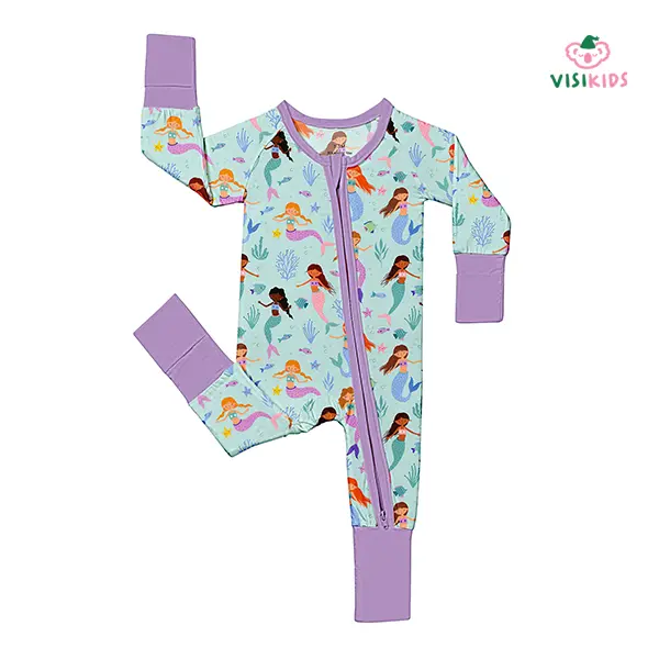 VISIKIDS Baby Girls' Romper, Soft Bamboo Loose-Fit Unicorn Pajama Onesie with 2-Way Zip, All Seasons Sleepwear 0-24M, One-Piece Romper, Unicorn Character Pajama Onesies