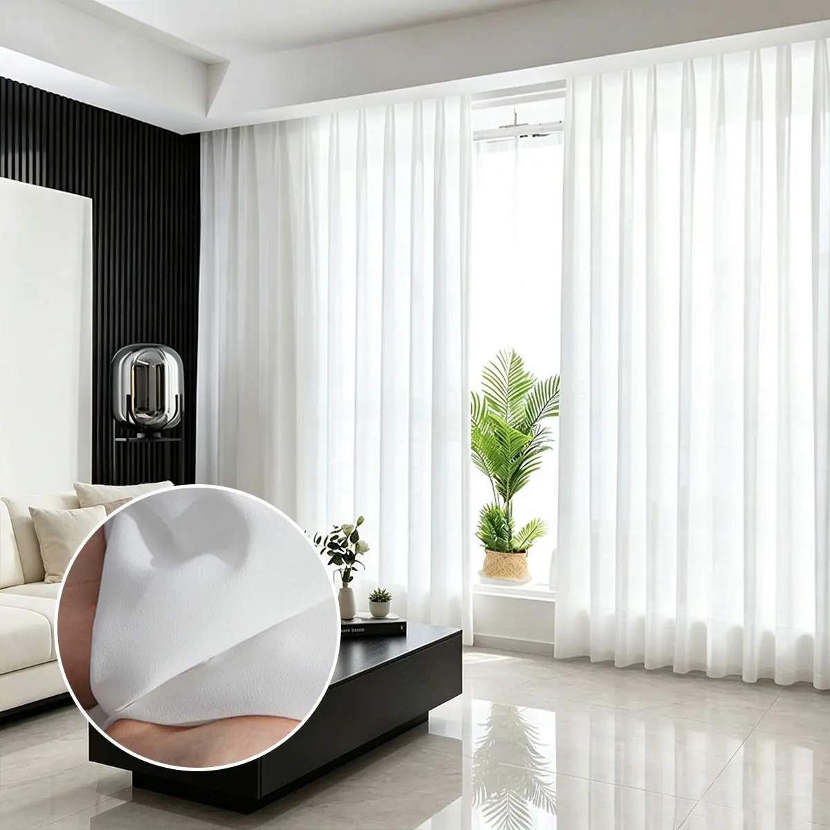 2pcs Pure Sheer Curtains, Modern Minimalist Style, High-Density Chiffon Material, Lightweight Breathable, Ideal for Home Decor
