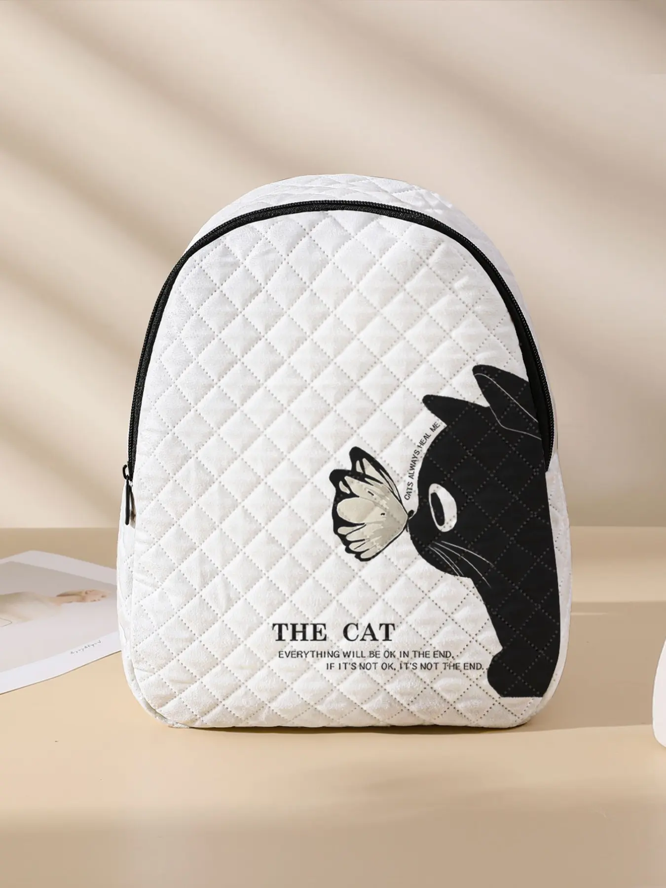 Cute Cat Pattern Casual Backpack for Boys Girls Teens, Lightweight Durable School Bag with Lunch Pocket, Large Travel Diaper Bag for Moms
