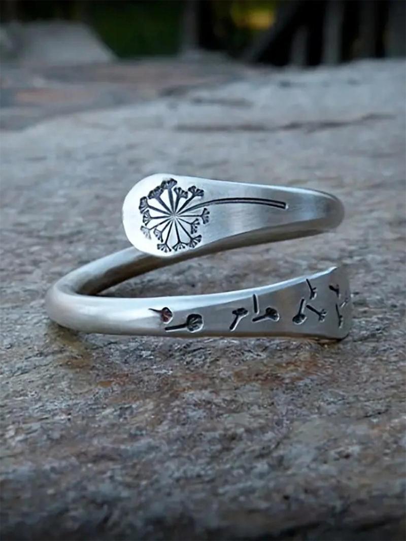 Vintage Flower Design Statement Rings for Women for Summer with Dandelion Decor, Fashion Accessories, Trendy All-match & Exquisite Jewelry for Anniversary Gift, Adjustable Sunflower Ring