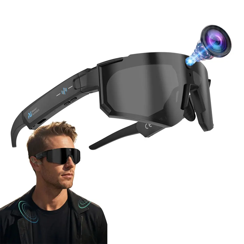 Smart Sport Glasses with Anti-Shake Camera, 8MP Camera, First Person Photo and Video Shooting ,One Click Recording, 290Mah Battery ,AI Real Time Translation,Music Playback, Bluetooth Calling, WiFi Transfer for Photo Video