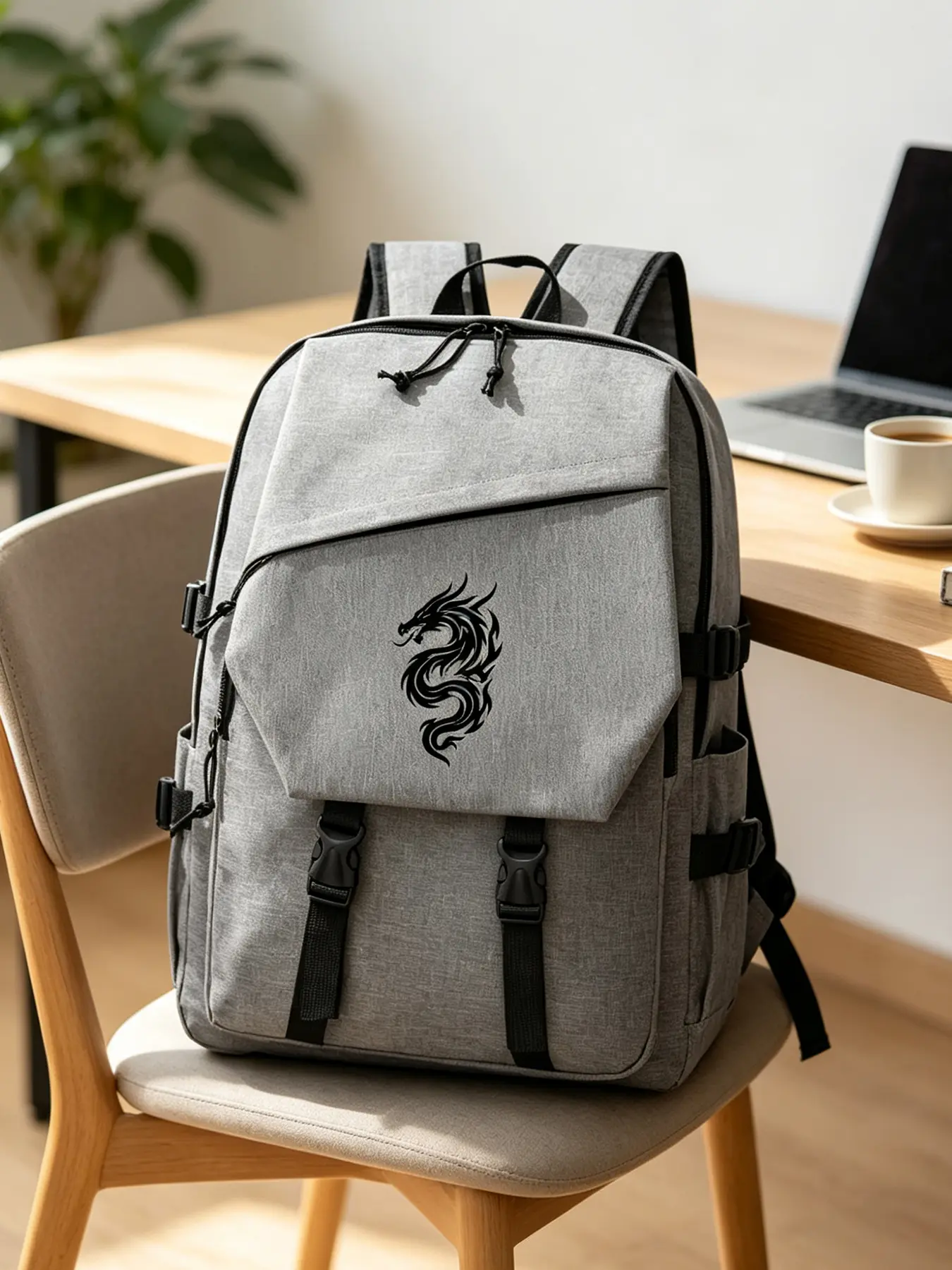 Dragon Totem Print Stylish Backpack, Unisex Large‑Capacity Backpack, Laptop Bag, Office Work Bag for Work, Outings & Travel