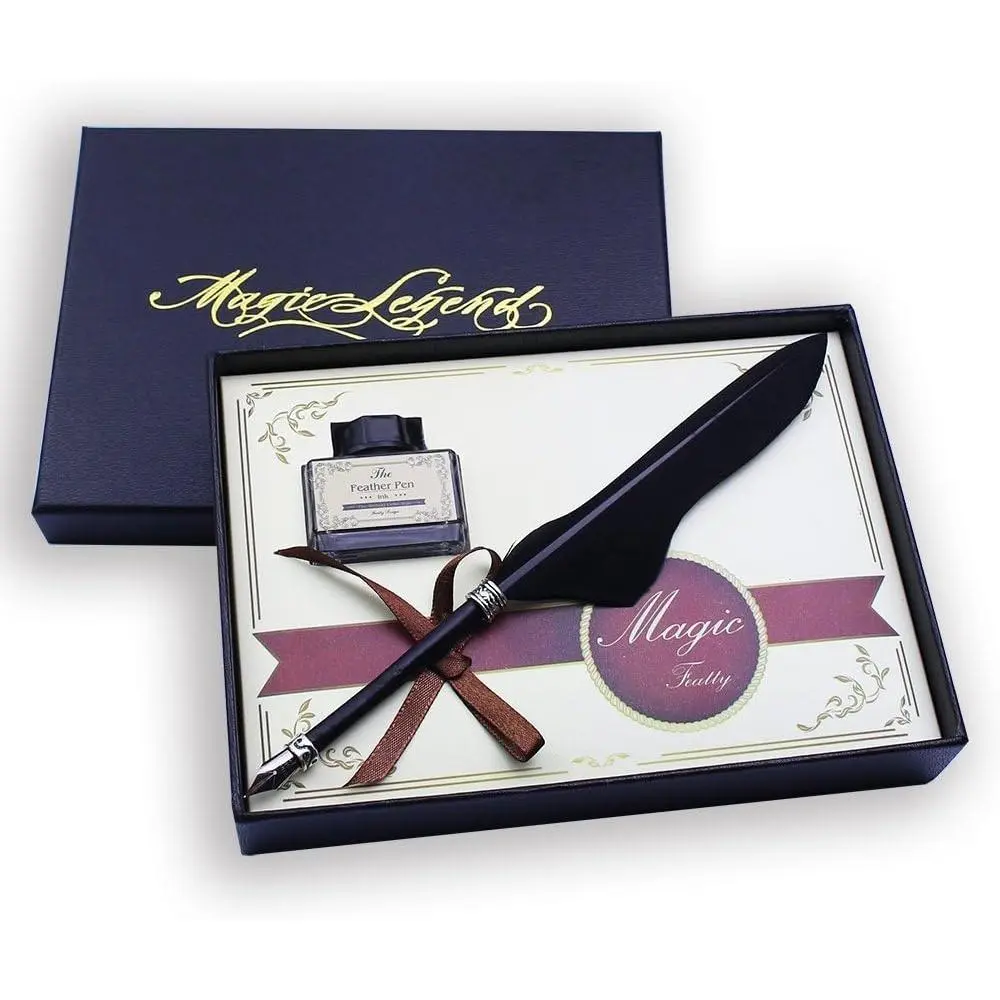 Cool Stationery Set  Dip Pen Quill Writing Pen(Black)