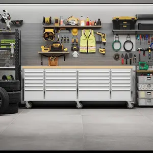 96" Heavy-Duty Rolling Tool Chest - 24-Drawer Professional Mobile Cabinet with Lock & Key, Drawer Liners, 6" Casters for Tool Organization in Garage, Workshop