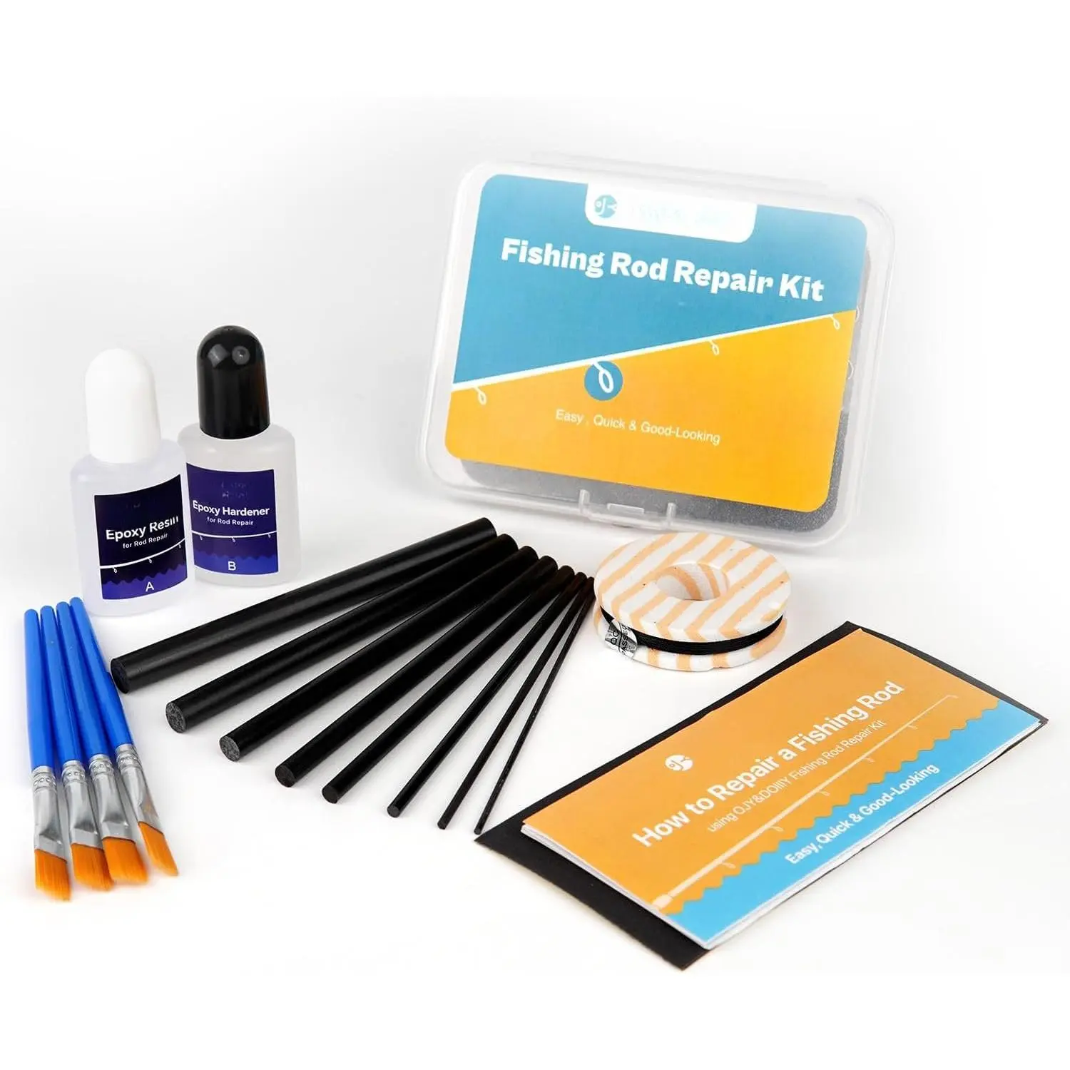 3-in-1 Fishing Rod Repair Kit - Carbon Sticks/Rod Tips/Eyelets  , Complete Supplies and Instructions