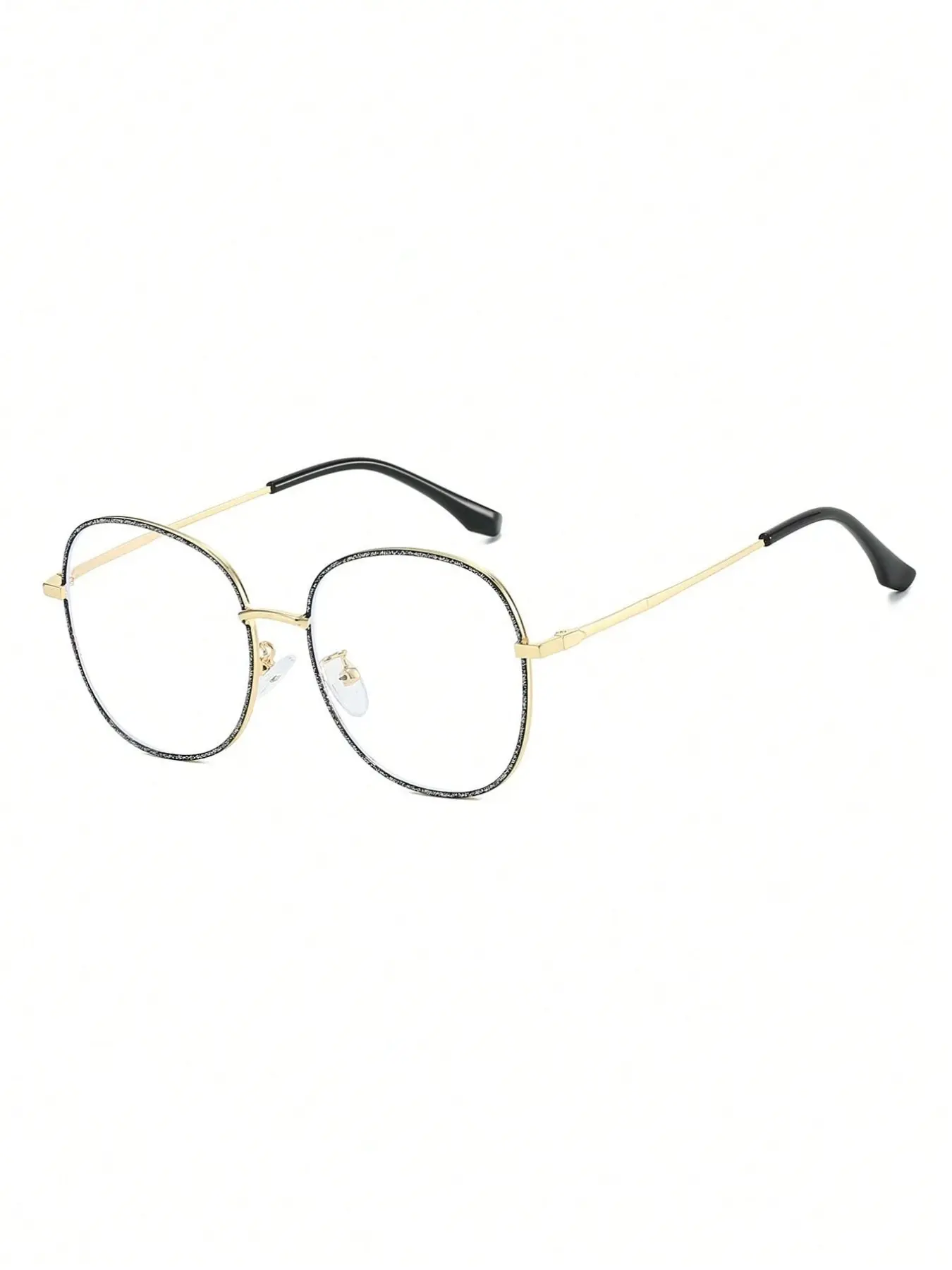Women's Multicolor Round Metal Frame Glitter Fashion Non-Recipe Glasses, Sexy Solid Pattern, PC Material, Decorative Lens, All Seasons
