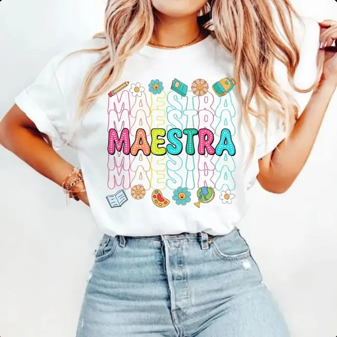 Retro Maestra Word Shirt , Teacher Life , Spanish Teacher, Back To School, Teacher Appreciation Gift, Maestra School , Bilingual Teacher