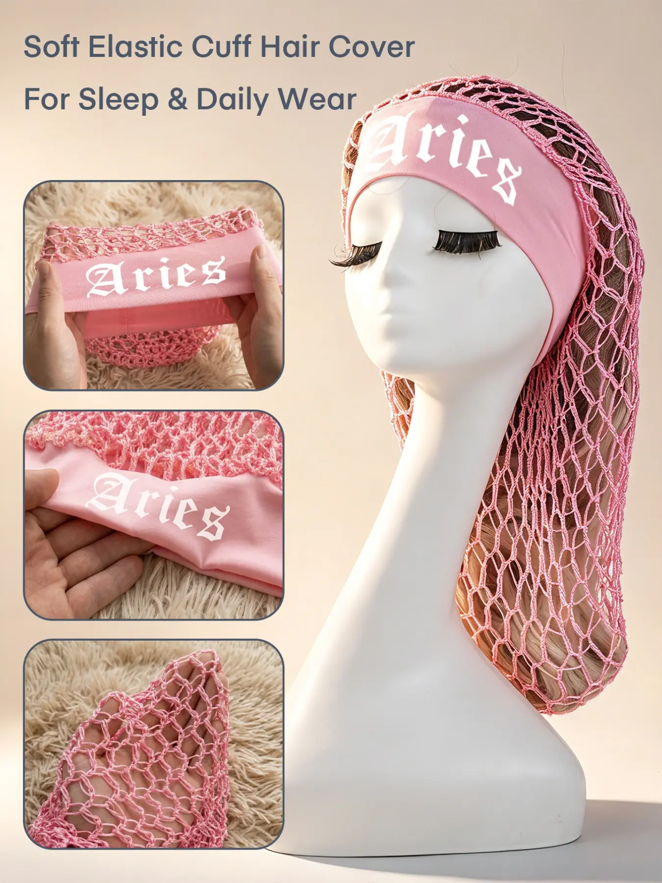 Zodiac Print Women's Hair Cap/knit Hat, Comfortable Elastic Nighttime Head Cover, Ideal for Sleep, Daily Wear, Soft Hair Bundle Packaging
