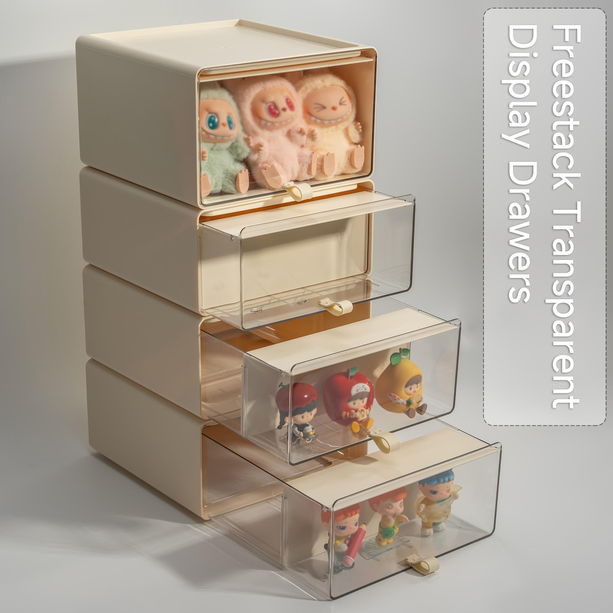 Stackable Figurine Display Storage Box, Desktop Drawer Organizer & Desktop Statue Showcase Cabinet – Essential for Collectors