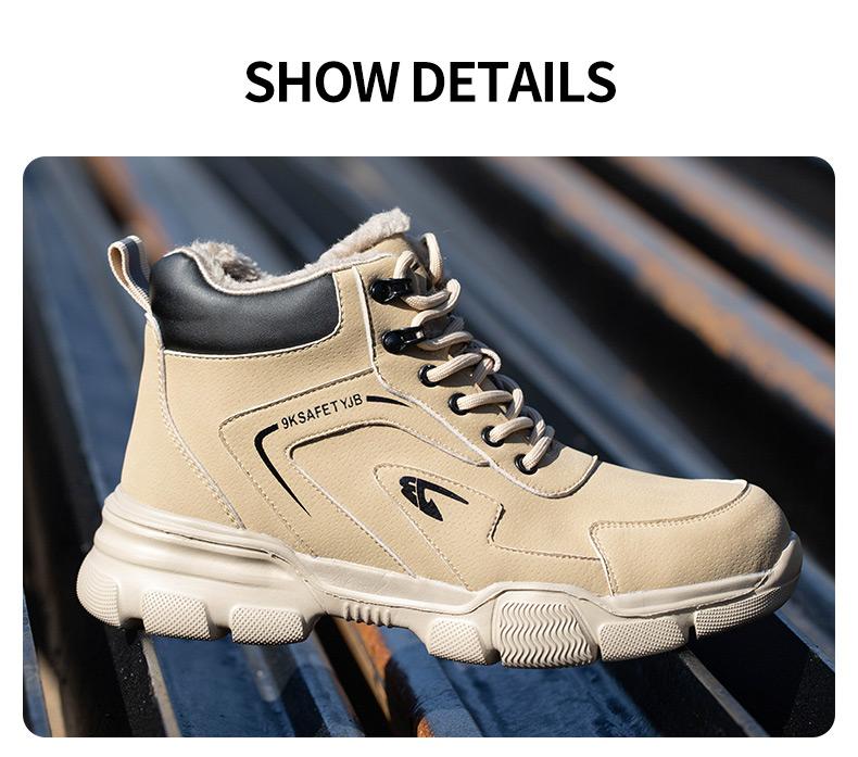 Men's Durable High-Top Steel Toe Safety Shoes, Slip-Resistant, Anti-Puncture, Anti-Crush, Suitable for Work, Industry, Construction, Security, Comfortable & Breathable, Warm for Autumn/Winter Product Model：9193