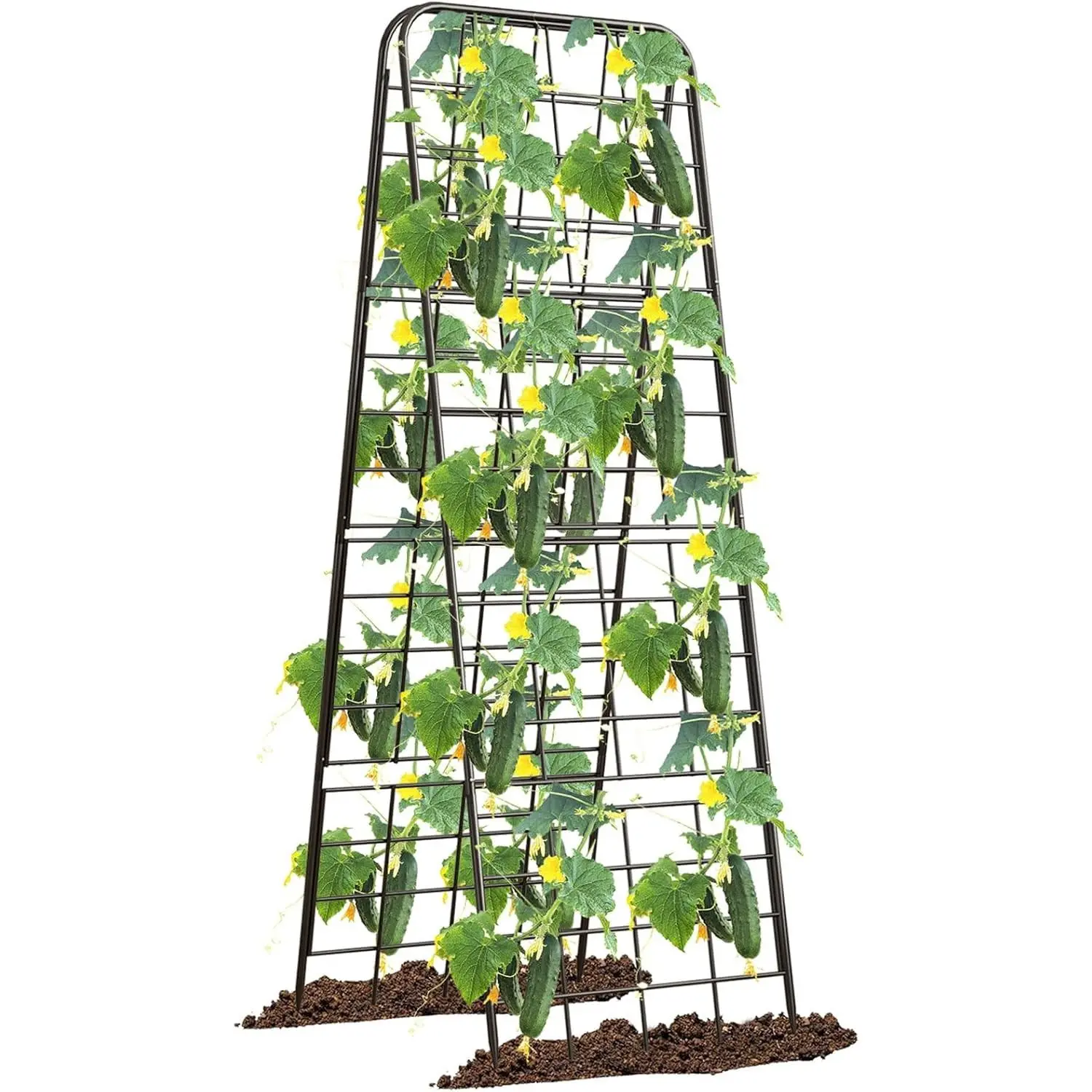 Heavy Duty 50"x17" Adjustable A-Frame Trellis for Climbing Plants – Rust-Proof Metal Garden Trellis with Dense Grid Design, Perfect for Raised Beds, Tomatoes, Cucumbers & Outdoor Vines (Black, 1 Pcs)