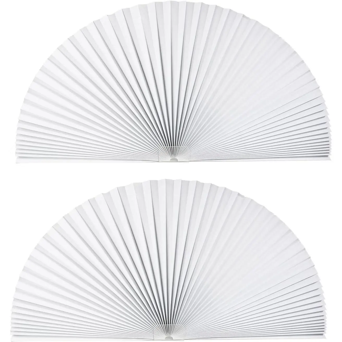 White 2-Pack Light Filtering Pleated Arch Window Shades, 72x36" Semi-Circle Arch Fit, 60%-70% Shade, Modern Synthetic Material, UV Protection, Easy to Cut & Install, Ideal for Living Rooms