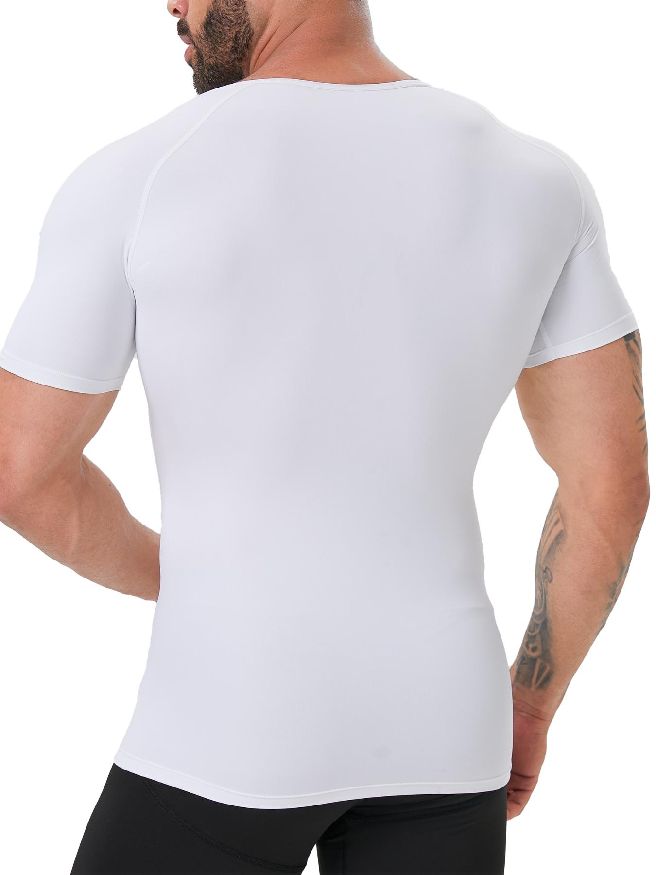 Men's Solid Color Compression Shapewear Tee, Breathable Comfortable High Stretch Shaper T-shirt for Daily Wear, Men's Shapewear Top for All Seasons, Shapewear Body Sculpting Men's Solid Color Compression Shapewear Tee, Breathable Comfortable High Stretch Shaper T-shirt for Daily Wear, Men's Shapewear Top for All Seasons, Shapewear Body Sculpting