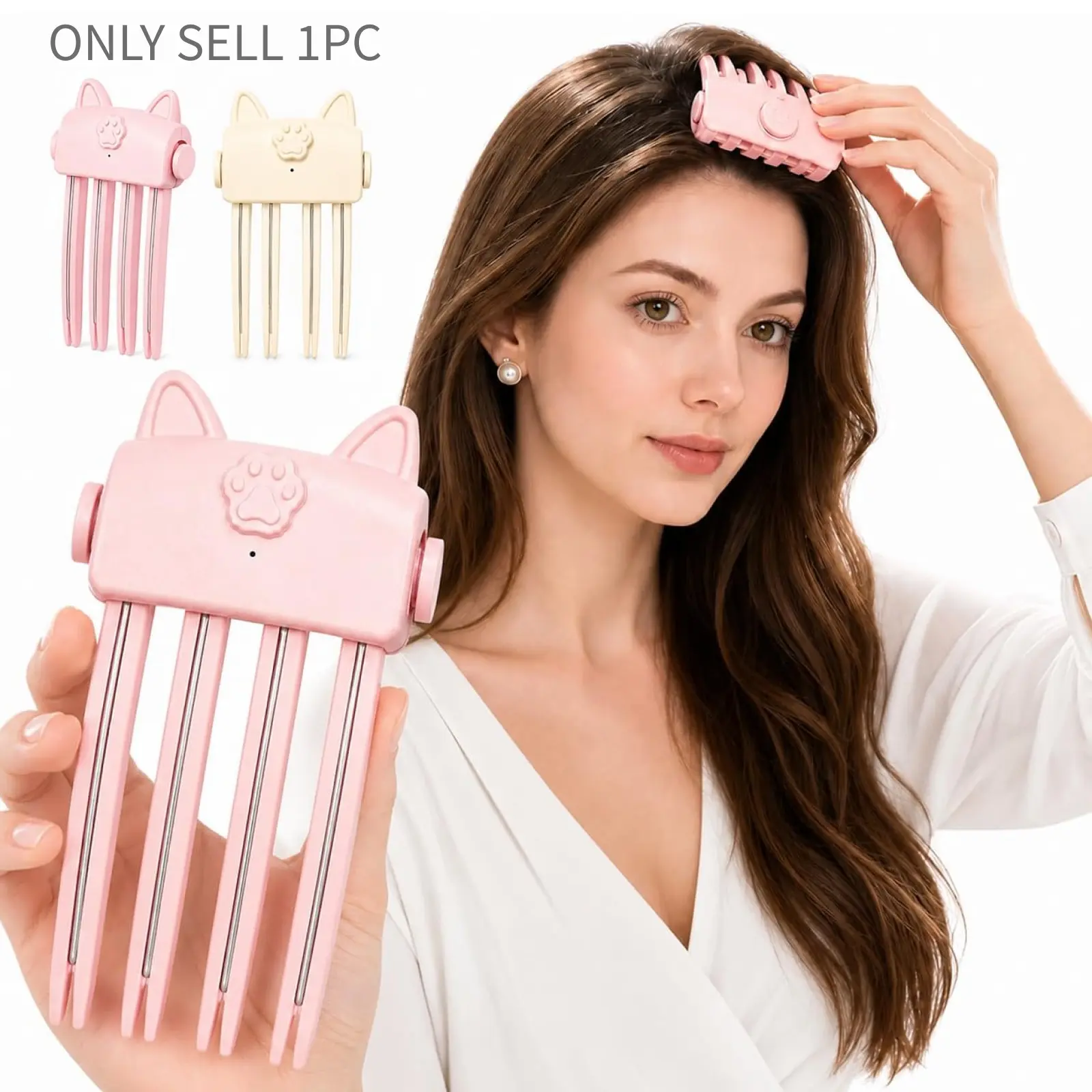 Heated Root Volumizer Clip, Electric Fluffy Hair Crown Lifting Styler Booster, Cordless Root Lifter Fine Flat Hair