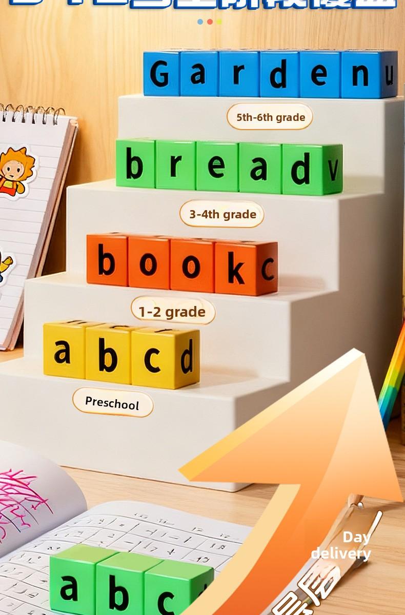 Children's English spelling contests, early education alphabet blocks, learning aids, English board games and toys