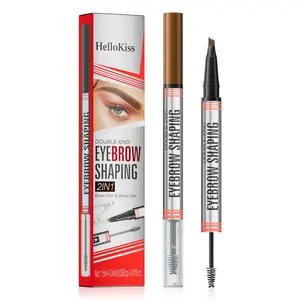 2-in-1 Micro Fork Tip Eyebrow Pen & Eyebrow Setting Gel, Waterproof Smudge-Proof Long Lasting Eyebrow Pencil, Create Natural Wild Brow, Professional Brow Styling Cosmetic Makeup Tool for Women para laminar de finir cejas