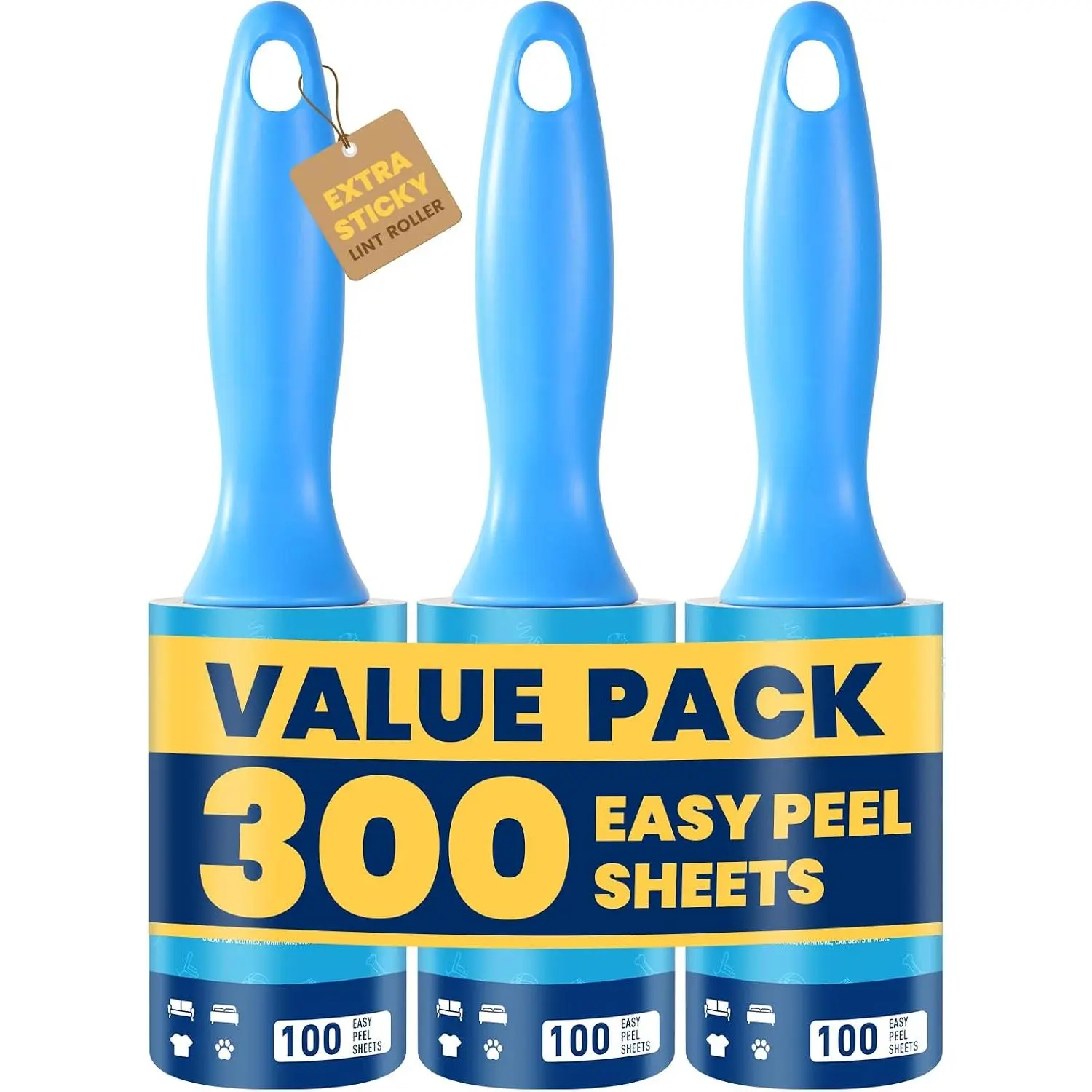 Extra Sticky Lint Roller for , 300 Sheets with 3 Handles