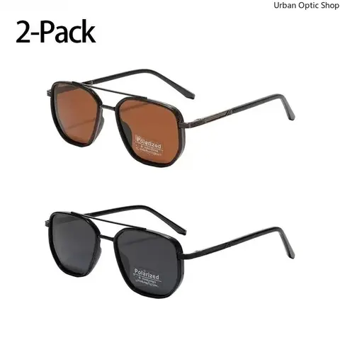 XUH Women's Geometric-Pattern Stylish Shades - Nylon TR90 UV Protection Lenses, Double Beam Metal Frame, Casual Trendy Female Sunglasses for Everyday Wear