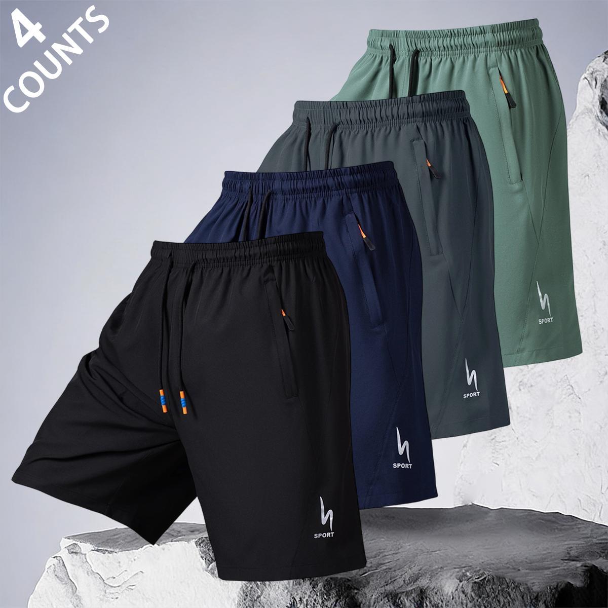 Urban Active Stylish Mens Quick Dry Athletic Shorts Casual Drawstring Elastic Waist Zipper Pocket Sports Shorts for Street Style Daily Wear and Social Gatherings