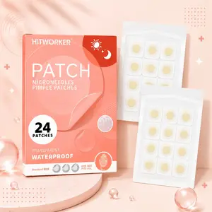 Hitworker Microneedle Pimple Patches, 24 Count, Clear Waterproof, Discreet Day & Night Skincare, 2 Sheets with 12 Patches Each