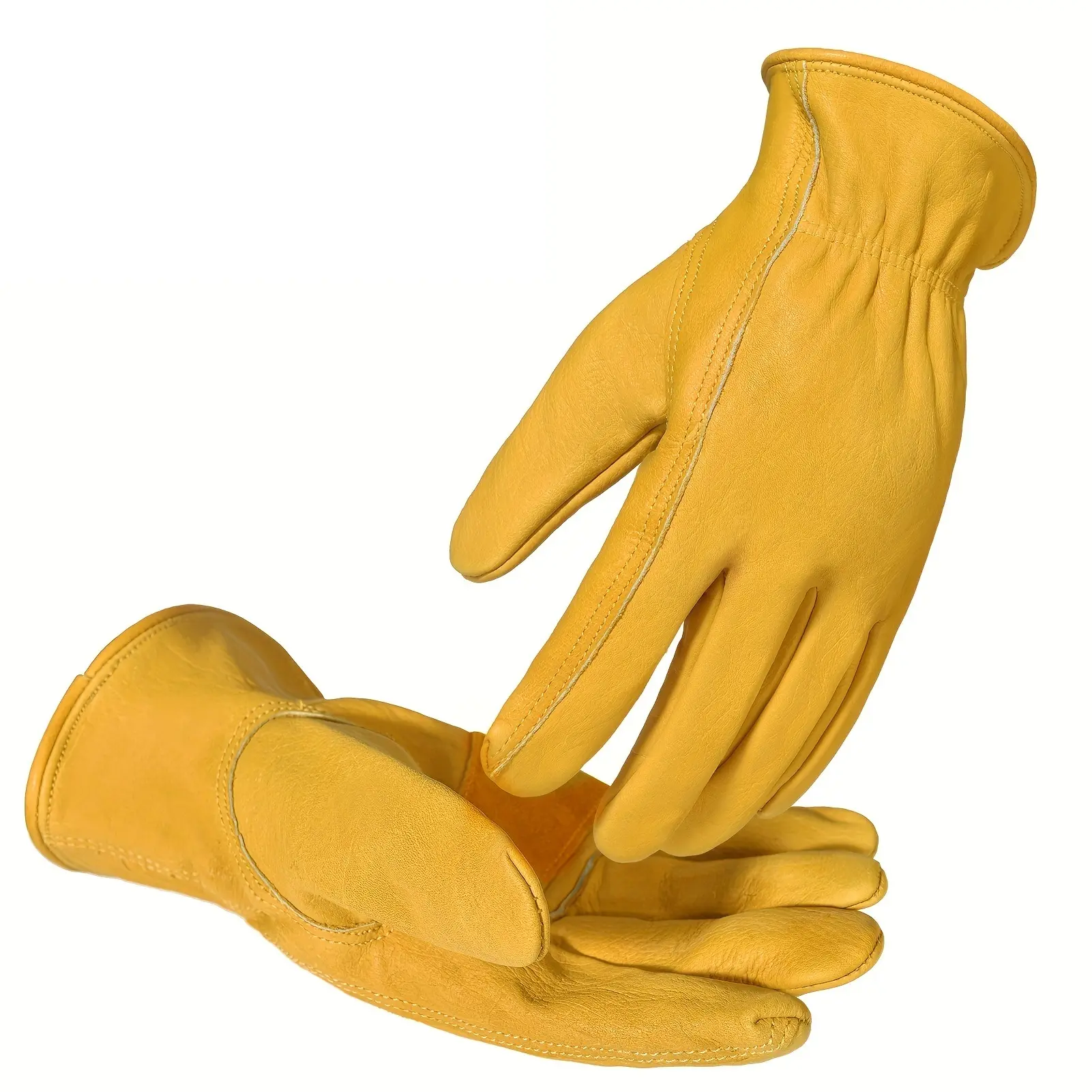 1 Pair Premium Cowhide Leather Work Gloves, Breathable & Flexible Work Gloves for Men Women, Wear Resistant for Driving, Gardening and Construction