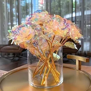 12pcs Light Sensitive Color Changing Artificial Roses Plastic Petal & Stalk Realistic Fake Flowers Home Wedding Party Valentine's Day Mother's Day Teacher's Day Graduation Table Decoration Low Mainten