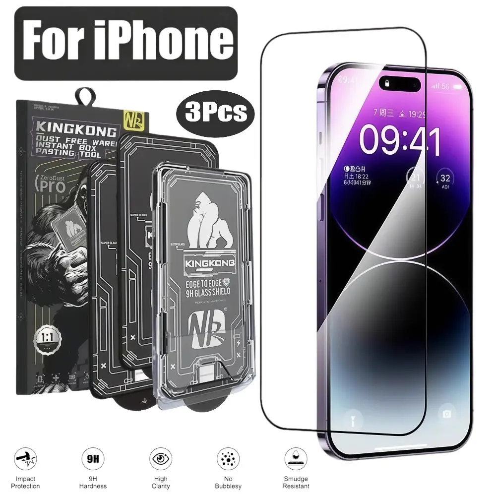 3-Pack Apple Phone Screen Protectors, HD Tempered Glass, 9h Hardness, Dust-Free Installation, Durable Anti-Scratch, Clear Visibility