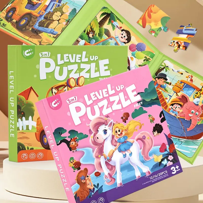 12/16/20PCS Children's Folding Magnetic Jigsaw Puzzle, Interesting DIY Cartoon Magnetic Puzzles, Portable Travel Children Puzzle Toy, Jigsaw Puzzle Gifts for Kids