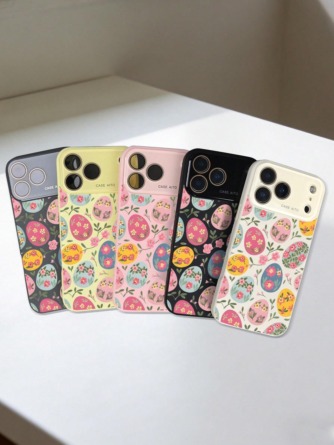 Cute Easter Egg Pattern Printed Shockproof Protective Phone Cover Compatible With Iphone 17promax/17pro/17/17Air/16promax/16pro/16/15promax/15pro/15/14promax/14pro/14/13promax/13pro/13/12promax/12pro/12