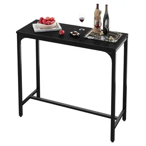 42.5" Rectangular Bar Table, Industrial High Top Pub Table | Counter Height Cocktail Table with Metal Legs for Small Spaces, Kitchen, Living Room, Party, ONLY TABLE