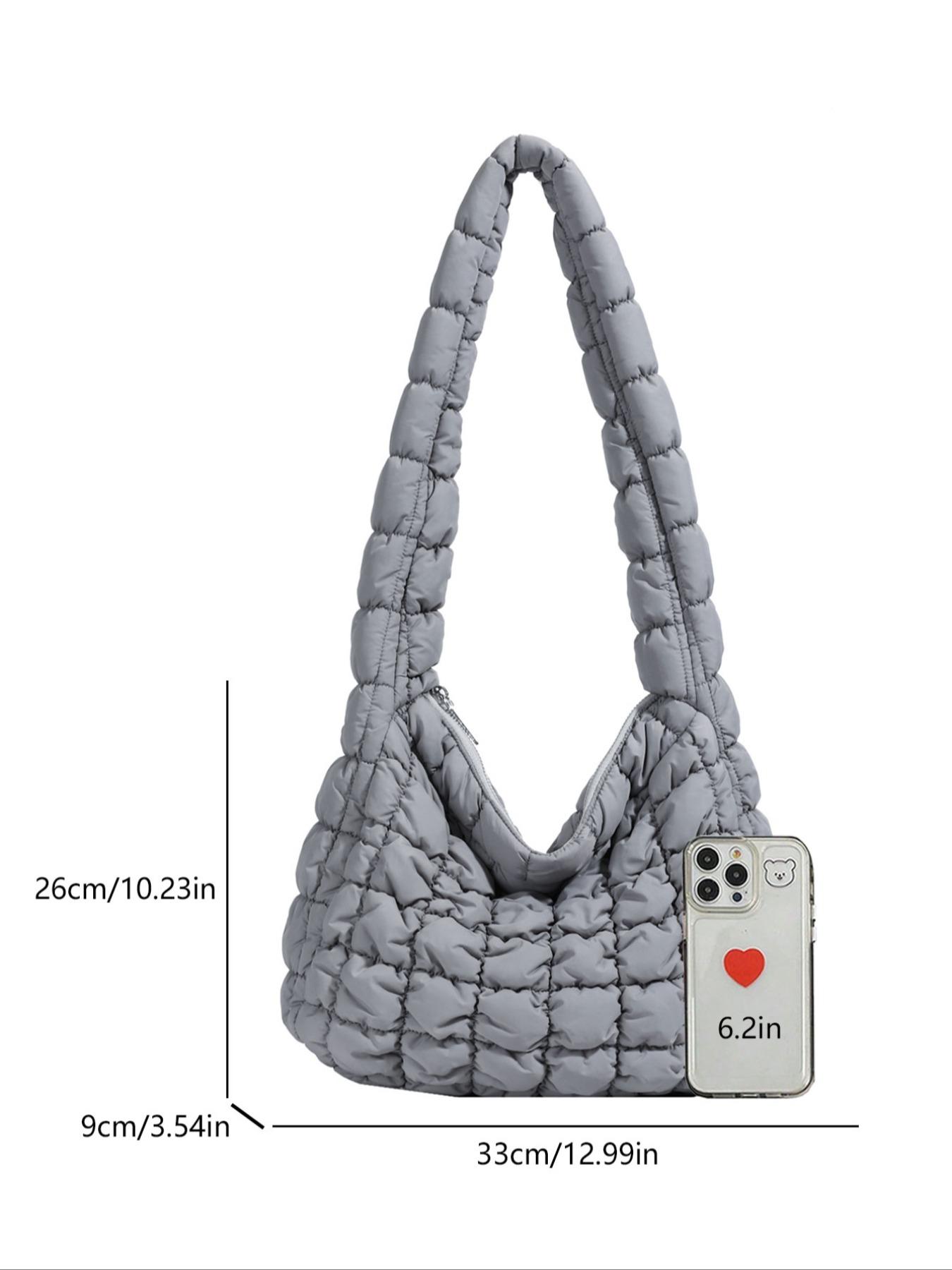 Women's Solid Color Quilted Puffer Crossbody Bag, Fashionable Lady Large Capacity Shoulder Bag for Daily Used, Casual Trendy Versatile High-quality Daily Commuting Bag