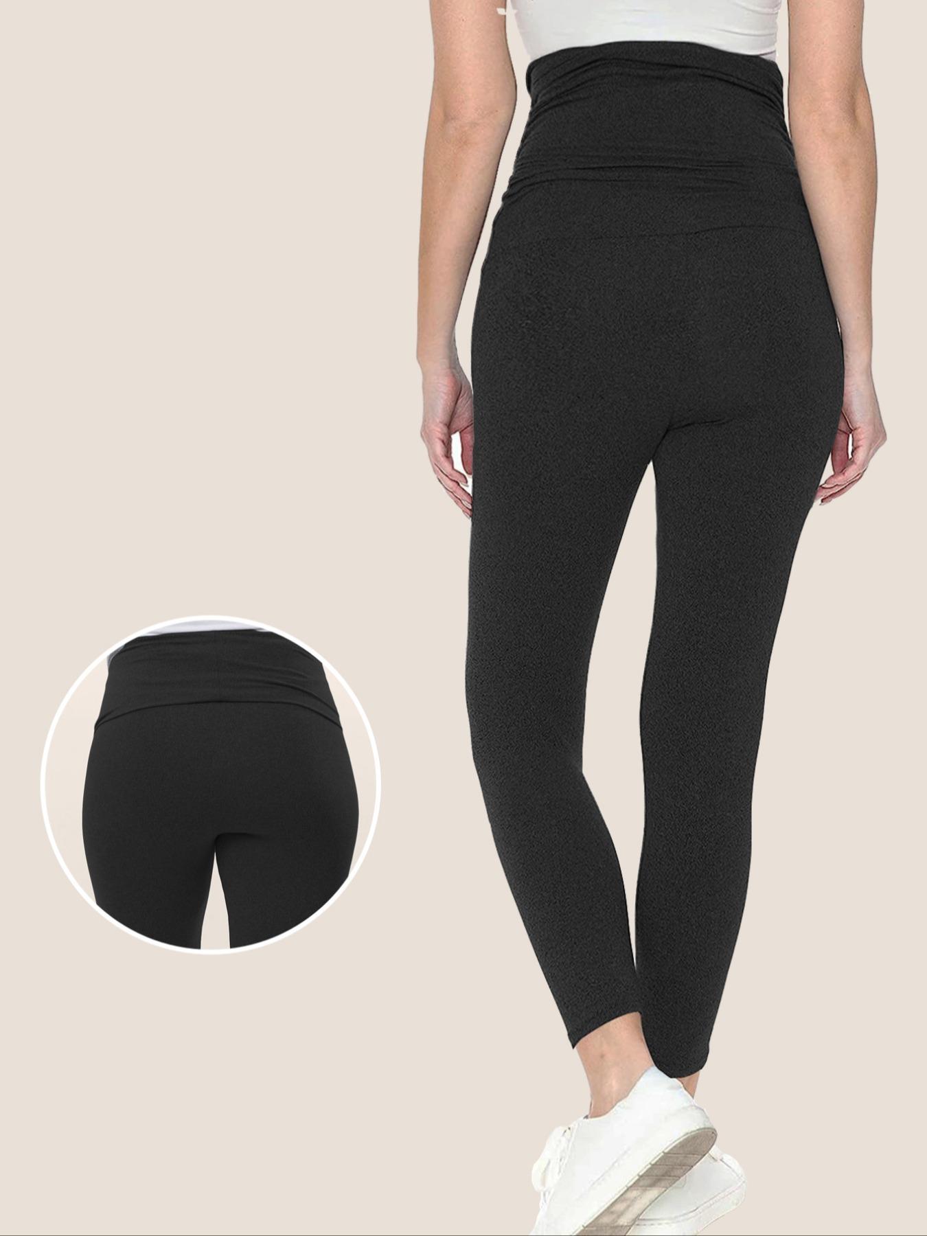 Maternity Solid Color Ruched High Waist Maternity Leggings, Casual Comfy Breathable Skinny Pants for Pregnancy & Postpartum, Prenatal Maternity Clothing, Maternity Bottoms for Fall & Winter, Maternity Clothing