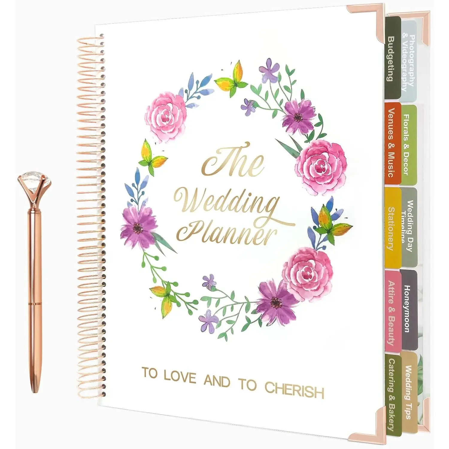 Wedding Planner Book and Organizer-176 Pages Wedding Planning Book,Bridal Planning Binder with Sticker Checklists, pen & Budget ,Wedding planner for Bride, Engagement