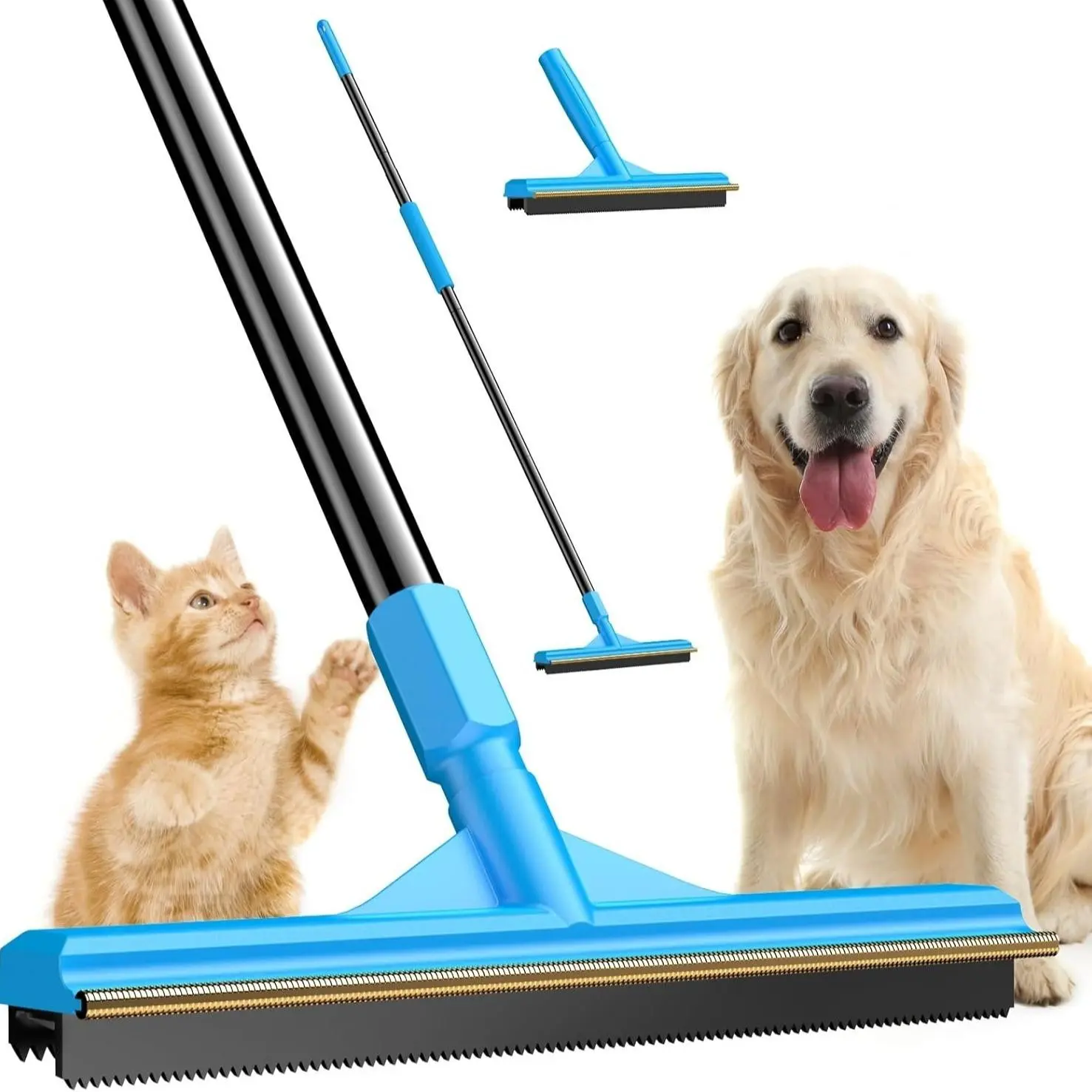 Pet Hair Remover Brush with Long Handle, Fur Removal Tool, Efficiently Removes Dog Cat Fur From Carpets Sofas Beds, Ideal for Pet Owners