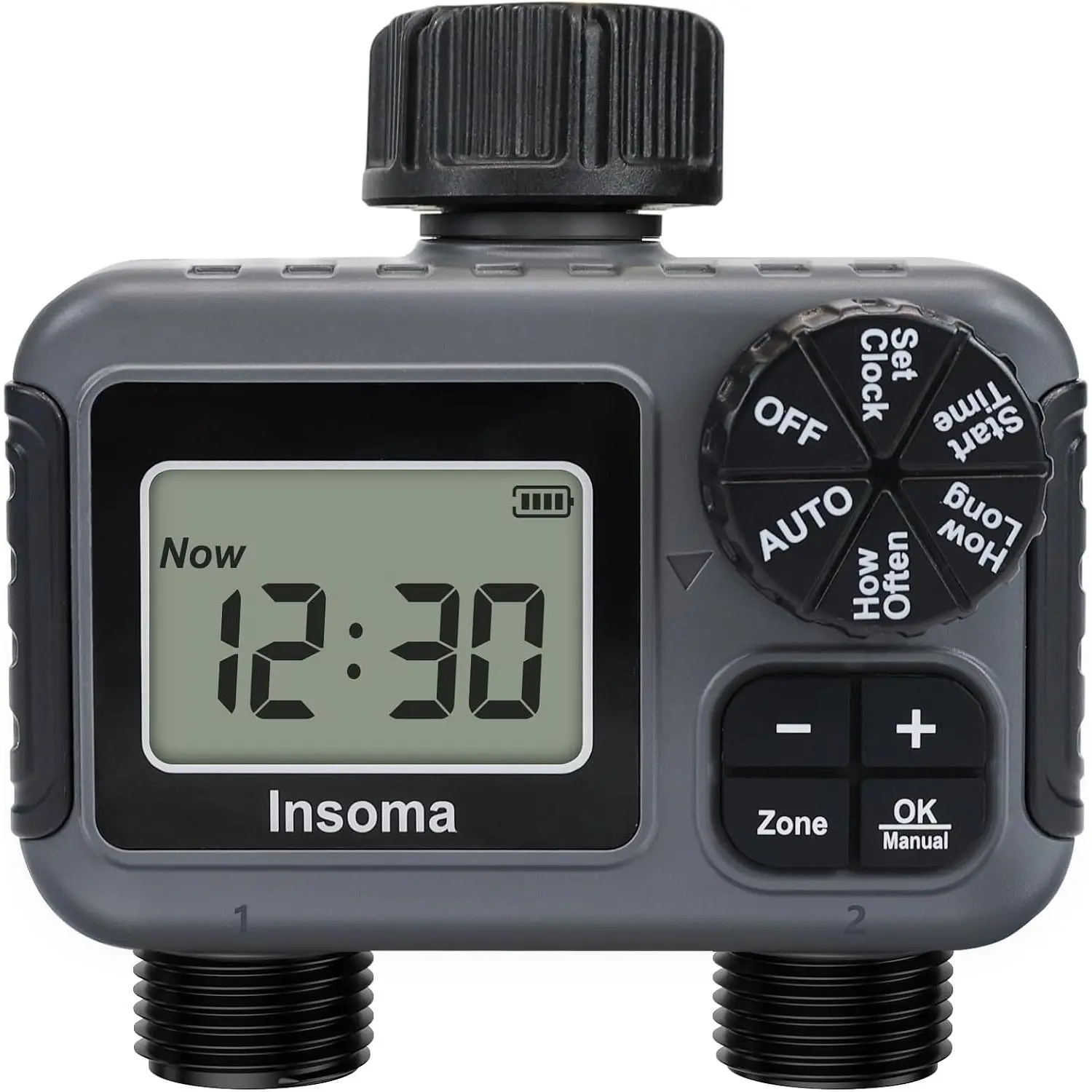 2-Zone Sprinkler Timer, Programmable Garden Hose Timer with Auto/Manual/Rain Delay Modes | Water-Saving Irrigation Controller for Lawn, Yard & Drip Systems |  Design & Easy Setup