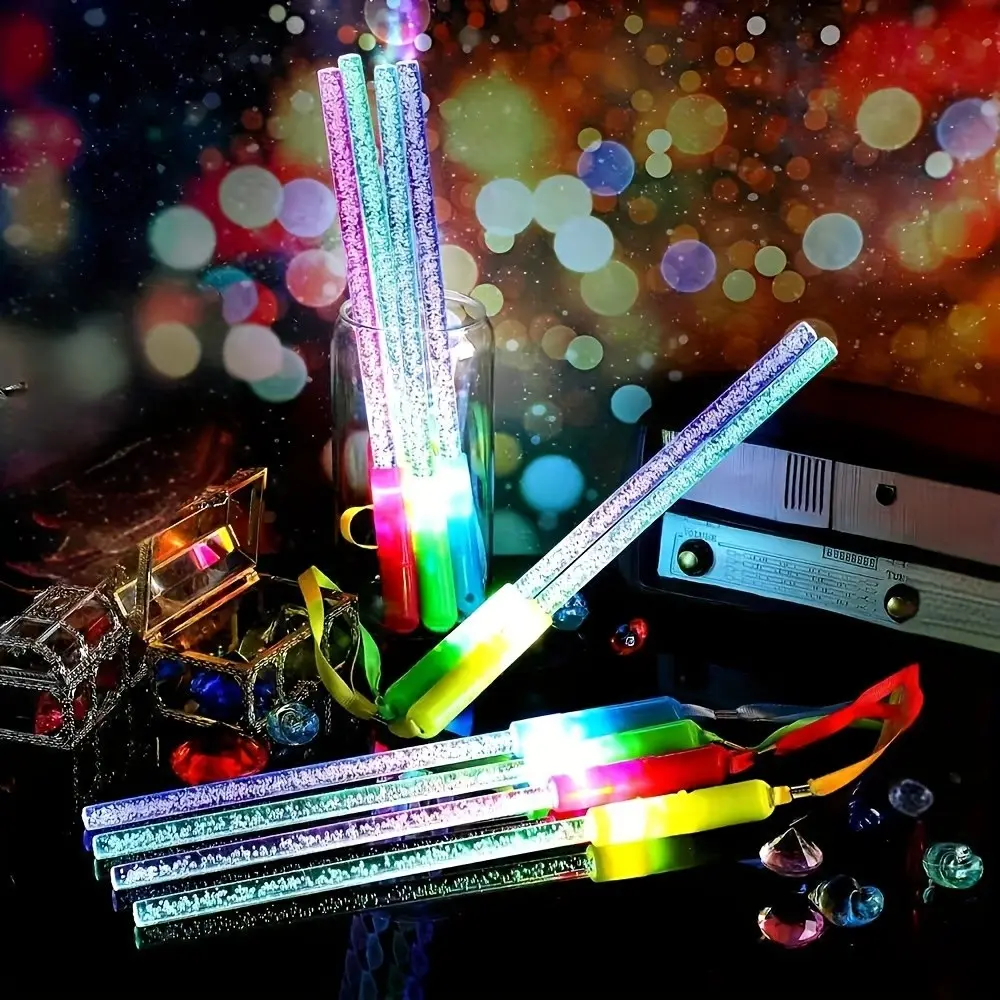 [Halloween Christmas] 36pcs LED Acrylic Bubble Glow Sticks, Light Up In The Dark LED Flash Wand Flash Sticks With 3 Modes Glow In The Dark Party Supplies, Fiber Optic Wands, Party Pack For Halloween,Christmas Event & Party Supplies Halloween&Christma