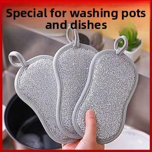 Light purple coral fleece dishcloth, bamboo fiber absorbent thickened cationic cleaning cloth, kitchen lazy cloth