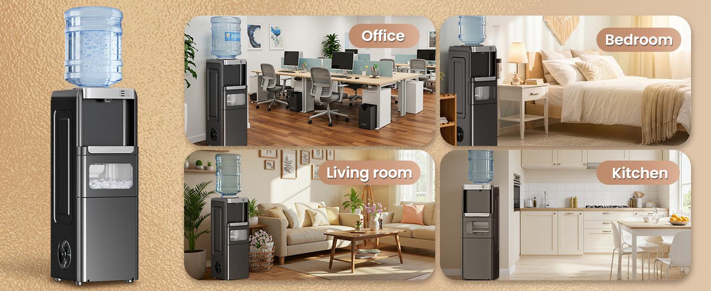 Kismile Water Cooler Dispenser with Ice Maker for 2, 3 or 5 Gallon Bottles, 33Lbs Daily Ice Making, Child Safety Lock and Energy-Saving Design for Home and Office (Black) Drink Mixer Kitchen Appliances Kismile Water Cooler Dispenser with Ice Maker for 2, 3 or 5 Gallon Bottles, 33Lbs Daily Ice Making, Child Safety Lock and Energy-Saving Design for Home and Office (Black) Drink Mixer Kitchen Appliances