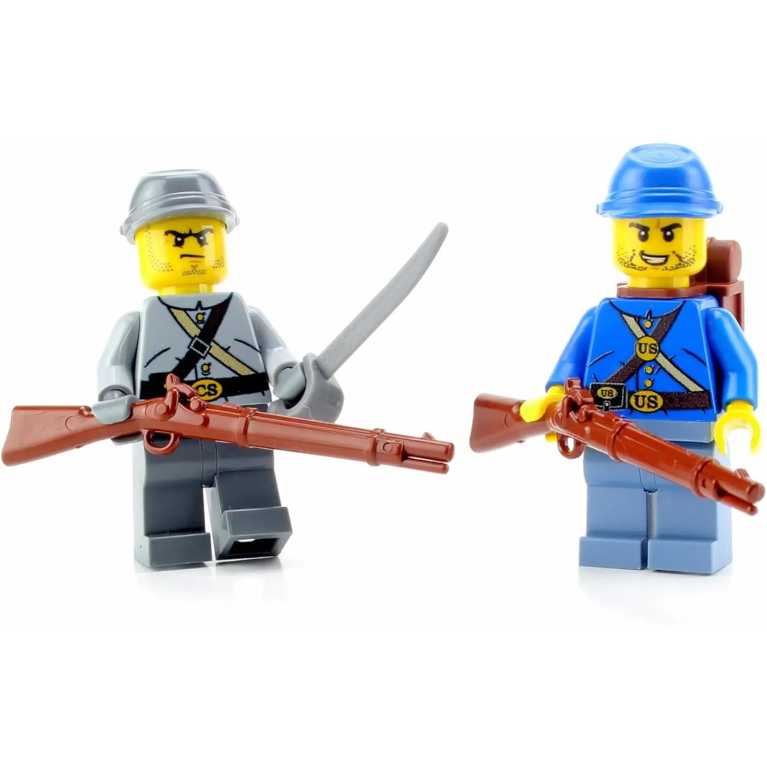 1.6 Inches Tall Union and Confederate Soldiers Custom Collectible Minifigure | Printed in The USA | Genuine Military Minifig | Great Gift for Ages Teen to Adult AFOL