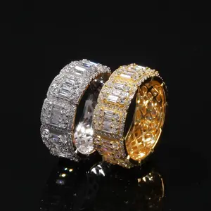 [ICE HUE] Unisex 18K Gold Vacuum Plated Copper Geometric Trapezoid Ring with 5A+ Sri Lanka Zircon Inlay, Vintage Rings, Gold Jewelry, Miami-Italy-Mexico & Micro Inspired Luxury Costume Jewelry, Daily Wear Gift Idea